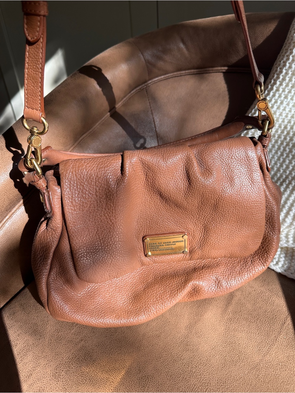 Marc by Marc Jacobs Cognac Leather Crossbody with Gold Hardware
